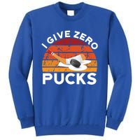 Funny Field Hockey Sports Pun Design I Give Zero Pucks Funny Gift Tall Sweatshirt