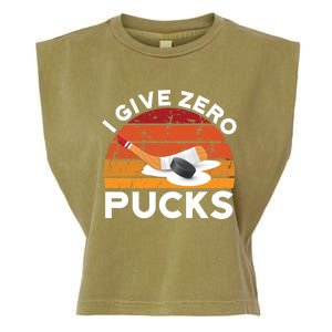 Funny Field Hockey Sports Pun Design I Give Zero Pucks Funny Gift Garment-Dyed Women's Muscle Tee