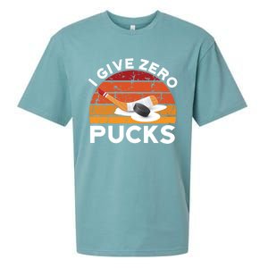 Funny Field Hockey Sports Pun Design I Give Zero Pucks Funny Gift Sueded Cloud Jersey T-Shirt