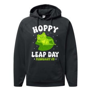 Funny Frog Hoppy Leap Day February 29 Birthday Leap Year Performance Fleece Hoodie