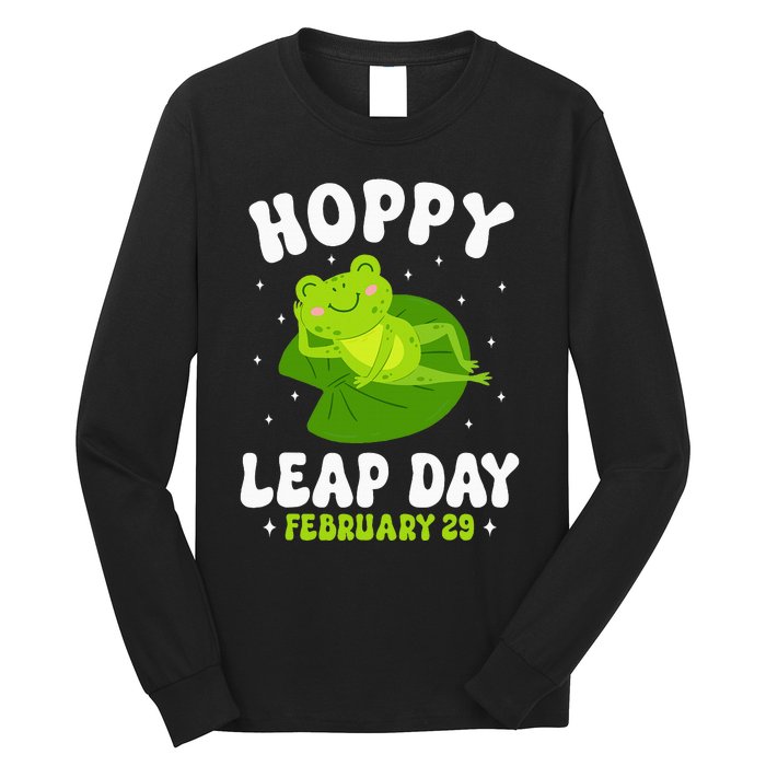 Funny Frog Hoppy Leap Day February 29 Birthday Leap Year Long Sleeve Shirt