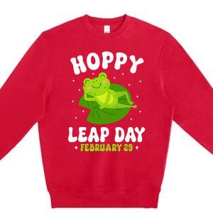 Funny Frog Hoppy Leap Day February 29 Birthday Leap Year Premium Crewneck Sweatshirt