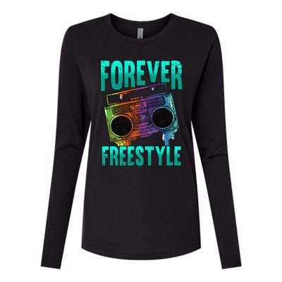 Forever Freestyle Hip Hop Old School Boombox Womens Cotton Relaxed Long Sleeve T-Shirt