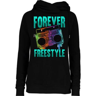 Forever Freestyle Hip Hop Old School Boombox Womens Funnel Neck Pullover Hood