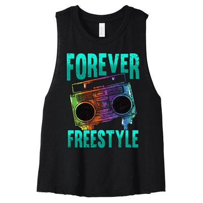 Forever Freestyle Hip Hop Old School Boombox Women's Racerback Cropped Tank