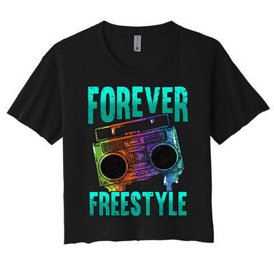 Forever Freestyle Hip Hop Old School Boombox Women's Crop Top Tee