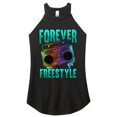 Forever Freestyle Hip Hop Old School Boombox Women's Perfect Tri Rocker Tank