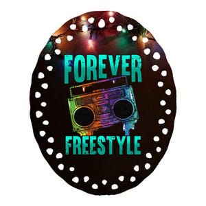 Forever Freestyle Hip Hop Old School Boombox Ceramic Oval Ornament