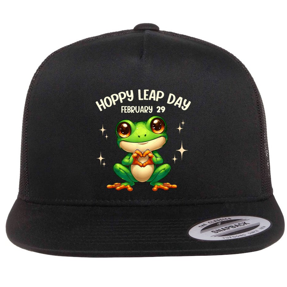 Funny Frog Hoppy Leap Day February 29 Hoppy Leap Day Flat Bill Trucker Hat