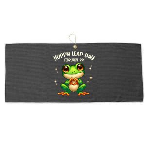 Funny Frog Hoppy Leap Day February 29 Hoppy Leap Day Large Microfiber Waffle Golf Towel