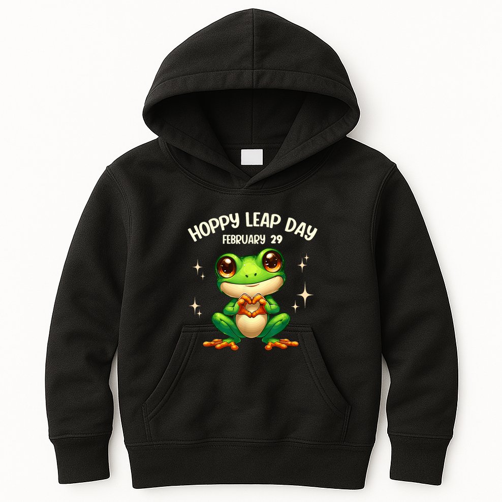Funny Frog Hoppy Leap Day February 29 Hoppy Leap Day Kids Hoodie