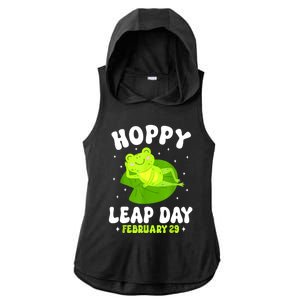 Funny Frog Hoppy Leap Day February 29 Birthday Leap Year Ladies PosiCharge Tri-Blend Wicking Draft Hoodie Tank