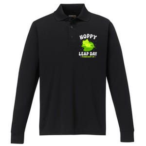 Funny Frog Hoppy Leap Day February 29 Birthday Leap Year Performance Long Sleeve Polo