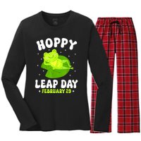 Funny Frog Hoppy Leap Day February 29 Birthday Leap Year Women's Long Sleeve Flannel Pajama Set 