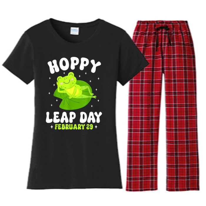 Funny Frog Hoppy Leap Day February 29 Birthday Leap Year Women's Flannel Pajama Set