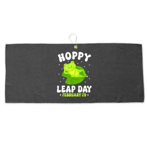 Funny Frog Hoppy Leap Day February 29 Birthday Leap Year Large Microfiber Waffle Golf Towel