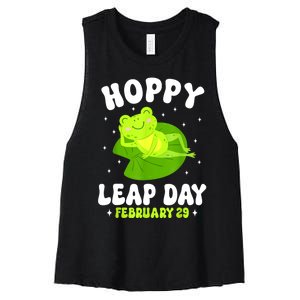 Funny Frog Hoppy Leap Day February 29 Birthday Leap Year Women's Racerback Cropped Tank