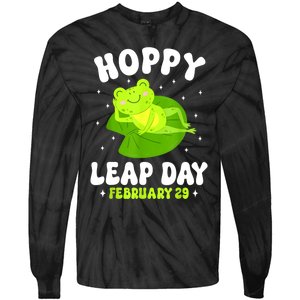 Funny Frog Hoppy Leap Day February 29 Birthday Leap Year Tie-Dye Long Sleeve Shirt