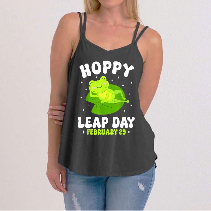 Funny Frog Hoppy Leap Day February 29 Birthday Leap Year Women's Strappy Tank