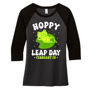 Funny Frog Hoppy Leap Day February 29 Birthday Leap Year Women's Tri-Blend 3/4-Sleeve Raglan Shirt