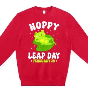 Funny Frog Hoppy Leap Day February 29 Birthday Leap Year Premium Crewneck Sweatshirt