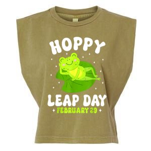 Funny Frog Hoppy Leap Day February 29 Birthday Leap Year Garment-Dyed Women's Muscle Tee