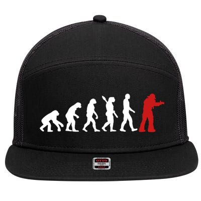 Fire Fighter Hero Rescue Cool Firefighter Evolution Great Gift 7 Panel Mesh Trucker Snapback Hat