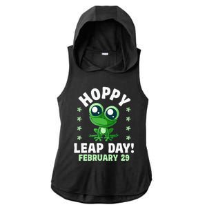 Funny Frog Hoppy Leap Day February 29 Birthday Leap Year Ladies PosiCharge Tri-Blend Wicking Draft Hoodie Tank