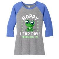 Funny Frog Hoppy Leap Day February 29 Birthday Leap Year Women's Tri-Blend 3/4-Sleeve Raglan Shirt