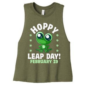 Funny Frog Hoppy Leap Day February 29 Birthday Leap Year Women's Racerback Cropped Tank