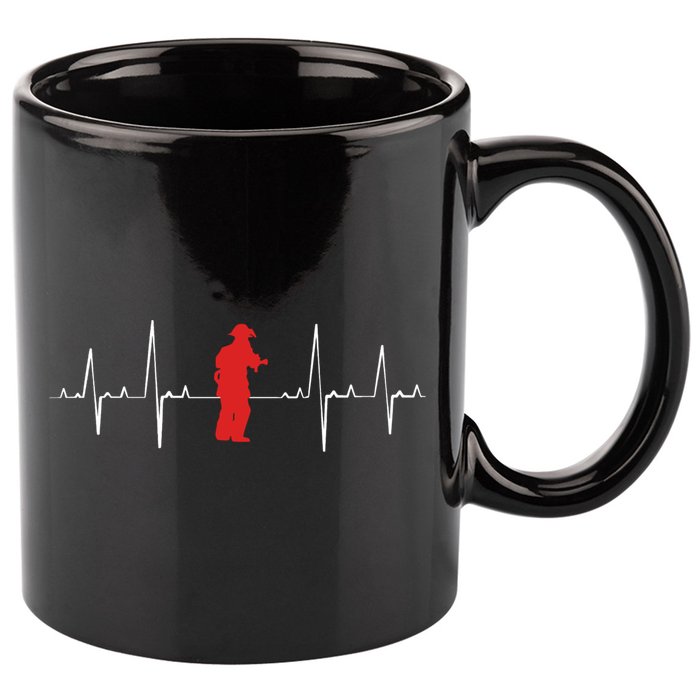 Fire Fighter Hero Rescue Cool Firefighter Heartbeat Gift 11oz C Handle Ceramic Mug