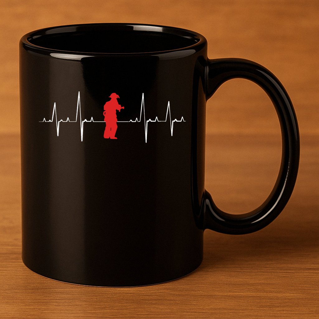 Fire Fighter Hero Rescue Cool Firefighter Heartbeat Gift 11oz C Handle Ceramic Mug