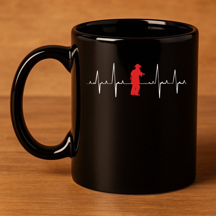 Fire Fighter Hero Rescue Cool Firefighter Heartbeat Gift 11oz C Handle Ceramic Mug