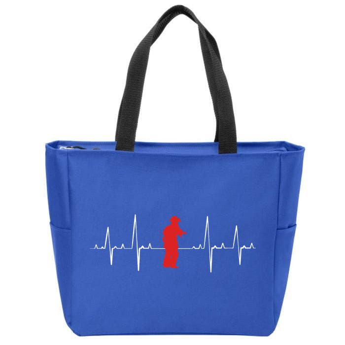 Fire Fighter Hero Rescue Cool Firefighter Heartbeat Gift Zip Tote Bag