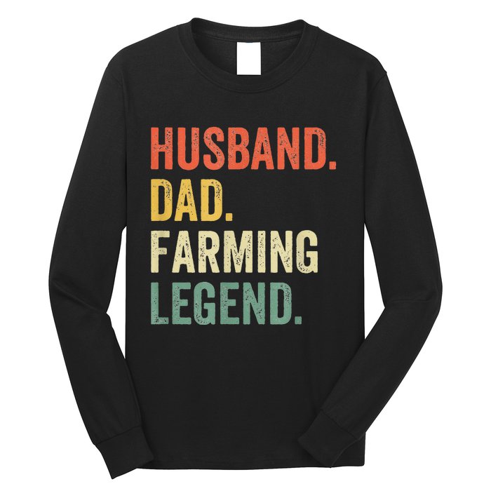 Funny Farmer Husband Dad Farming Legend Vintage Long Sleeve Shirt