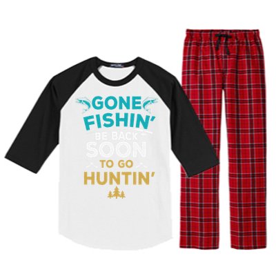 Funny Fishing Hunter Hunting Fisherman Gift Raglan Sleeve Pajama Set