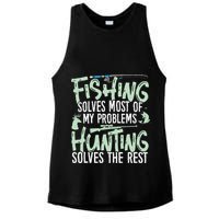 Funny Fishing & Hunting Fishing Solves My Problems Ladies PosiCharge Tri-Blend Wicking Tank