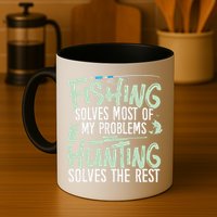 Funny Fishing & Hunting Fishing Solves My Problems Mug