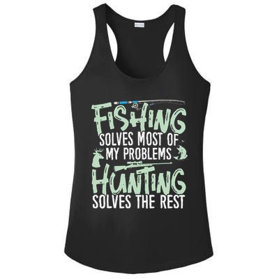 Funny Fishing & Hunting Fishing Solves My Problems Ladies PosiCharge Competitor Racerback Tank