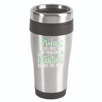 Funny Fishing & Hunting Fishing Solves My Problems 16oz Travel Tumbler