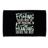 Funny Fishing & Hunting Fishing Solves My Problems Microfiber Hand Towel