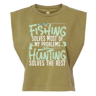 Funny Fishing & Hunting Fishing Solves My Problems Garment-Dyed Women's Muscle Tee