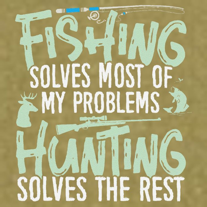 Funny Fishing & Hunting Fishing Solves My Problems Garment-Dyed Women's Muscle Tee