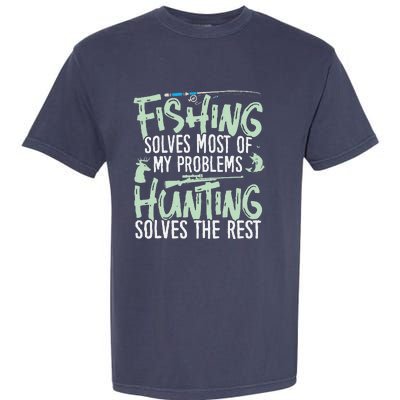 Funny Fishing & Hunting Fishing Solves My Problems Garment-Dyed Heavyweight T-Shirt