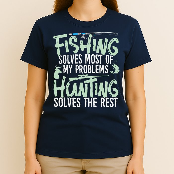 Funny Fishing & Hunting Fishing Solves My Problems T-Shirt