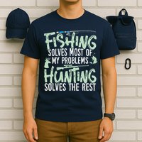 Funny Fishing & Hunting Fishing Solves My Problems T-Shirt