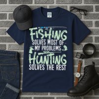 Funny Fishing & Hunting Fishing Solves My Problems Tall T-Shirt