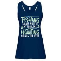 Funny Fishing & Hunting Fishing Solves My Problems Ladies Essential Flowy Tank