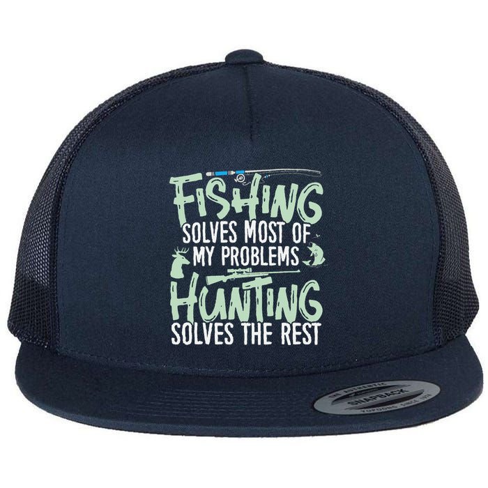 Funny Fishing & Hunting Fishing Solves My Problems Flatbill Hat