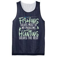 Funny Fishing & Hunting Fishing Solves My Problems Mesh Reversible Basketball Jersey Tank